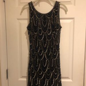 Beaded Navy Dress